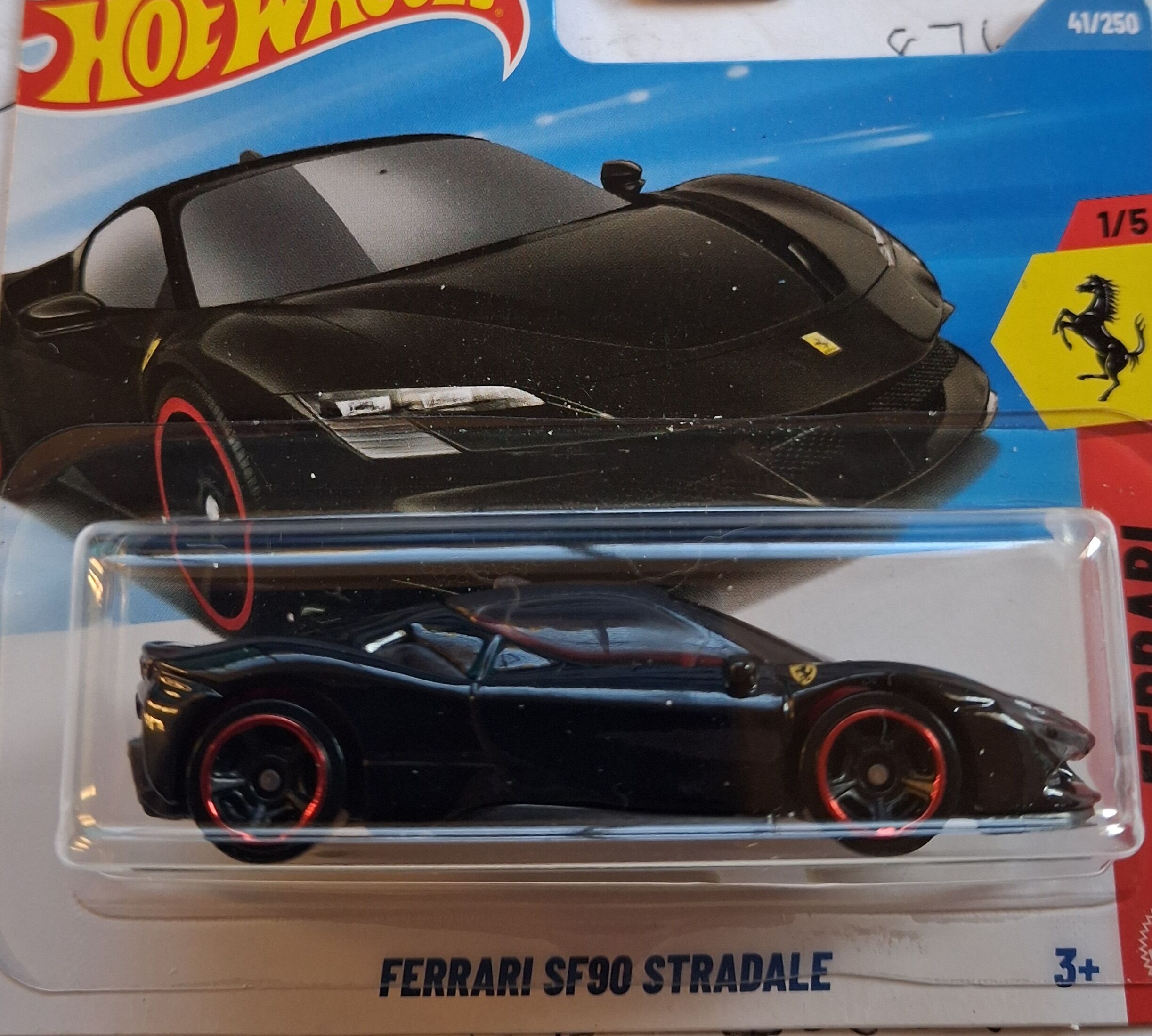 Shop the Hot Wheels Ferrari SF90 Stradale — the first Ferrari casting under Mattel's new 2025 license. Available in Rosso Corsa, Grigio Silverstone, Blu Tour de France & Nero Daytona. 1:64 scale diecast. In stock now. Perfect for collectors and Ferrari fans.