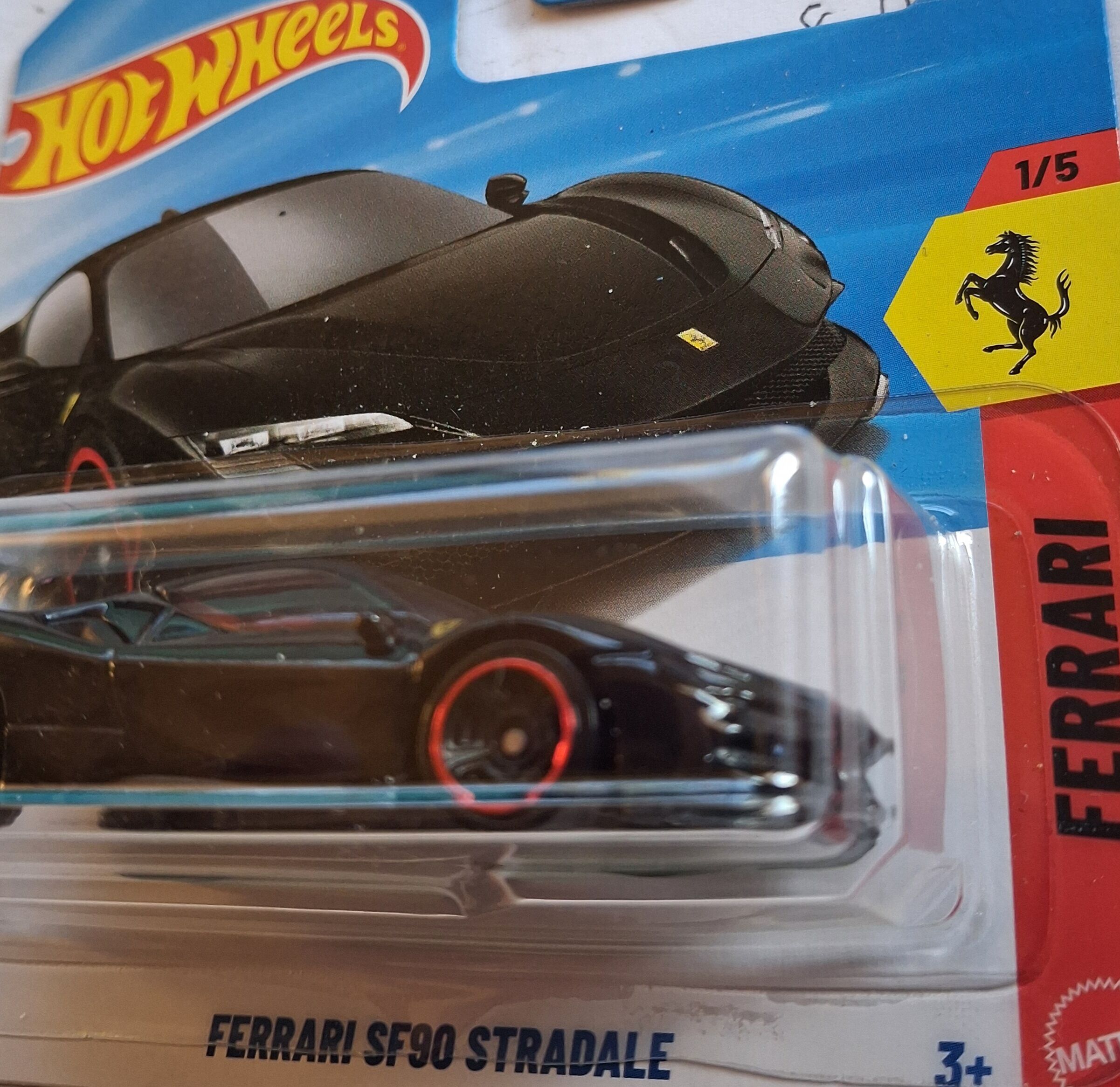 Shop the Hot Wheels Ferrari SF90 Stradale — the first Ferrari casting under Mattel's new 2025 license. Available in Rosso Corsa, Grigio Silverstone, Blu Tour de France & Nero Daytona. 1:64 scale diecast. In stock now. Perfect for collectors and Ferrari fans.